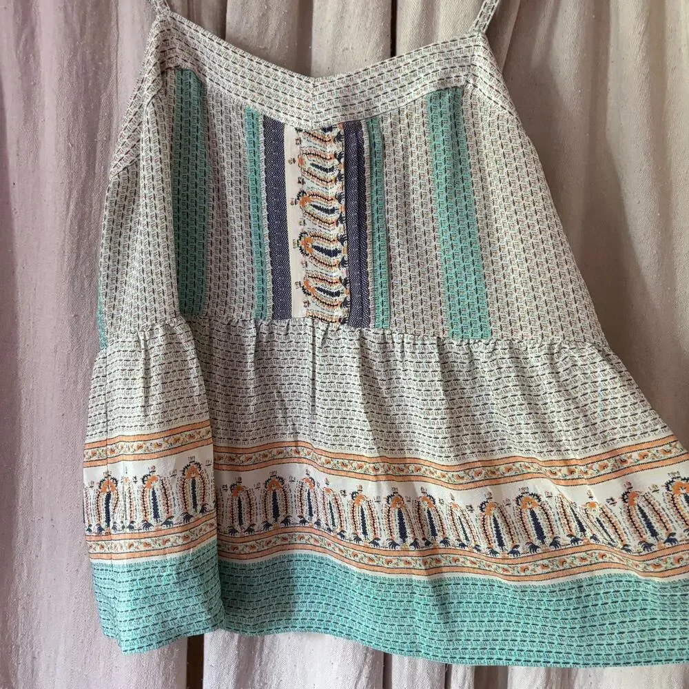 Vanessa Virginia 100% Silk Paisley Border Print Cami Tank Top 10 - Picture 2 of 7